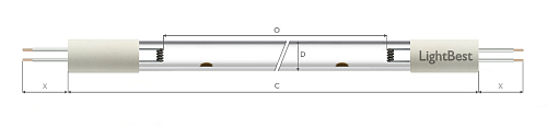 Лампа амальгамная LightBest GPHVA 706T6 WR 90W 1,2A (NNI 82/62 XL, P-1990H)