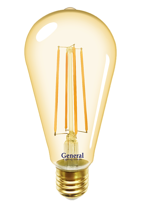 Лампа филаментная General GLDEN-ST64S-10-230-E27-2700 Золотая
